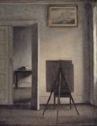 Vilhelm Hammershoi Interior with the Artists Easel oil painting reproduction